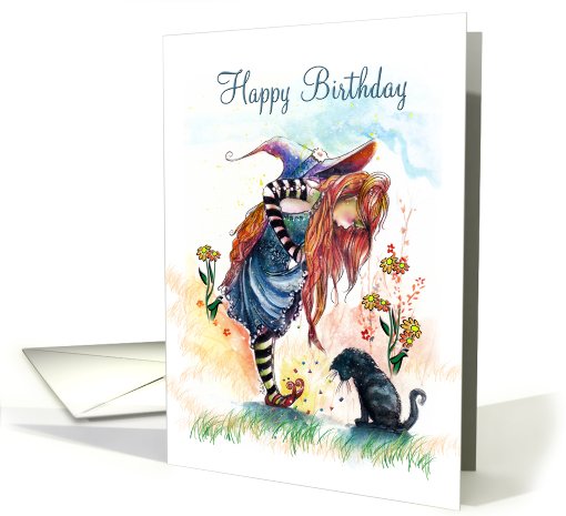 Witch's New Shoes & Cat, Birthday Greeting card (795697)