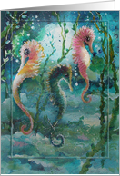 Colorful Sea Horse Art card