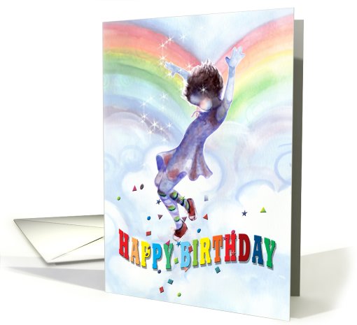 Little Girl, Rainbows, Happy Birthday card (819679)