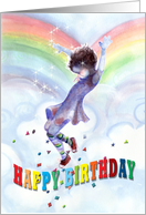 Little Girl, Rainbows, Happy Birthday card