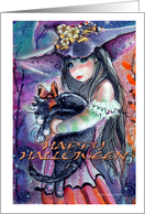Sweet little Witch & Cat card