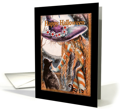 Happy Halloween, Cute Witch Pets Kitty card (843439)
