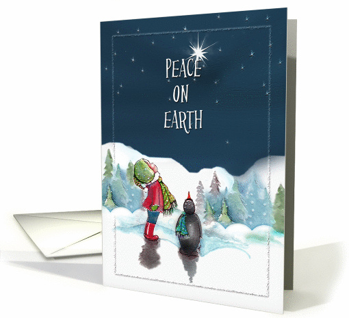 Little Girl with Penguin, Peace on Earth card (855051)