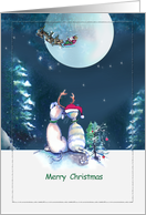 Merry Christmas, Whimsical Dog and Cat card