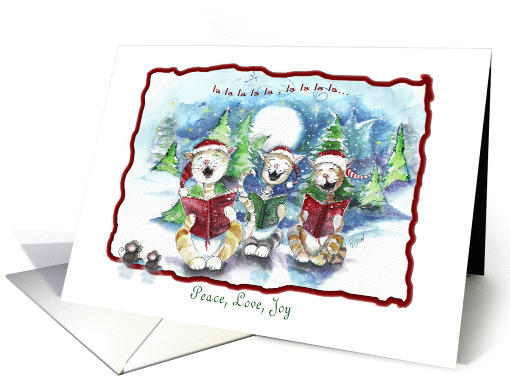 Caroling Holiday Cats, Peace, Love, Joy card (874256)