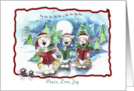 Caroling Holiday Cats, Peace, Love, Joy card