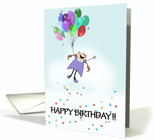 Floating Balloons, Whimsical Happy Birthday card (893270)