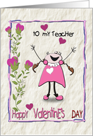 Cheery Valentine from Girl to Teacher card