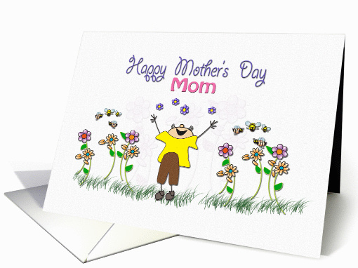 whimsical garden and boy, Happy Mothers Day, from son card (902408)