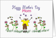 whimsical garden and boy, Happy Mothers Day, from son card