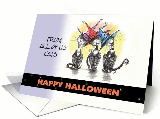 Happy Halloween from us, Whimsical Cats card (947162)