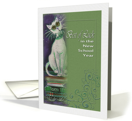 Best of Luck in School, Cat on Books card (947919)