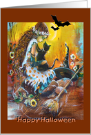 Happy Halloween,Witch, Bats,Black Cat card