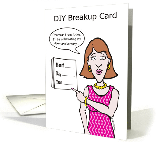 DIY Breakup Card - Woman In Pink With Calendar card (757758)