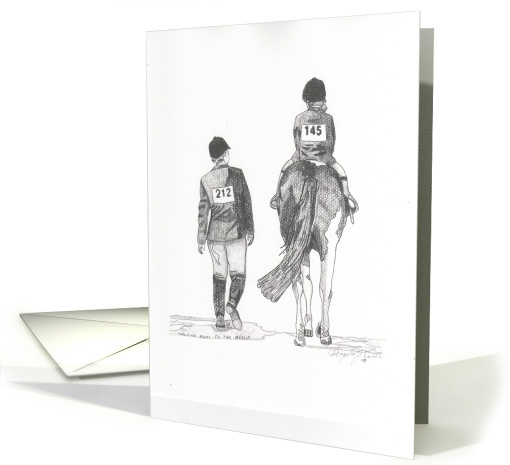 Equestrian Friends never travel alone. Horse and rider card (707439)