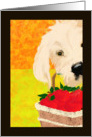 DOG WITH BASKET OF APPLES Blank Note Card