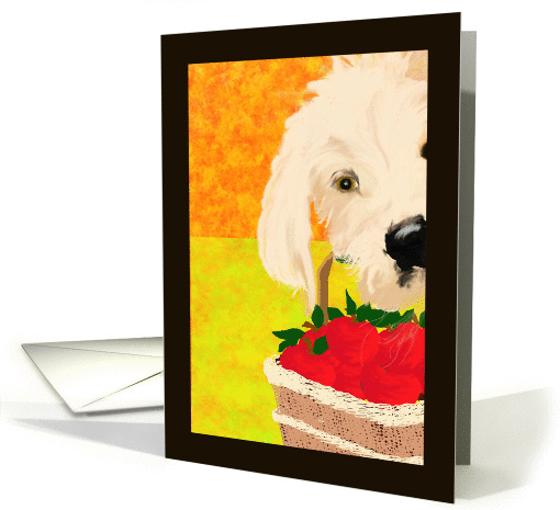 DOG WITH BASKET OF APPLES Blank Note card (1035249)