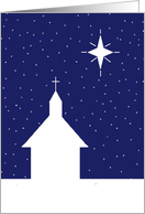 Christmas snow church star card