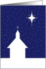 Christmas snow church star card