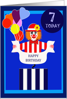 Happy 7th Birthday, Jack-in-the-box Clown with Balloons card