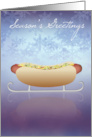 Hot Dog Sled Snowflake Season’s Greetings card