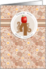 Apple and Numbers Math Teacher Thank You card