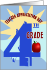 Fourth Grade and Apple Happy Teacher Appreciation Day card