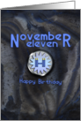 November Eleventh Palindrome Happy Birthday card