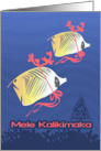 Coral and Butterfly Fish Mele Kalikimaka Hawaiin Christmas card