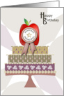 Assistant Principal Apple Cake Star Happy Birthday card