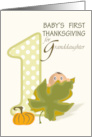 Baby Peeking Over Leaf Granddaughter First Thanksgiving card