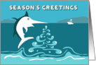 Marlin and Boat Season’s Greetings card