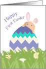 Peeking Over Easter Egg Baby’s First Easter card