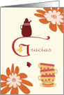 Cups and Flowers Hospitality Gracias card