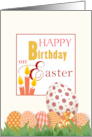 Eggs and Candles Happy Birthday on Easter card