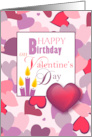 Hearts and Candles Happy Birthday on Valentine’s Day card