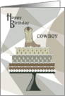 Cowboy Boot on Cake Happy Birthday card