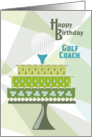 Golf Ball and Tee for Coach Happy Birthday card