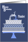 Faucet on Cake Plumber Happy Birthday card
