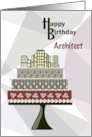 Skyscrapers on Cake Architect Happy Birthday card