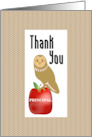 Barn Owl and Apple Thank You School Principal card