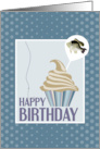 Cupcake and Bass Fish Pick Happy Birthday card
