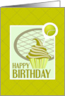 Cupcake and Tennis Ball Pick Happy Birthday card