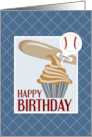 Cupcake and Baseball Pick Happy Birthday card