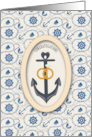 Nautical Anchor and Rings Wedding Congratulations card