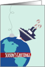 Globe Ornament Cruise Ship Season’s Greetings card