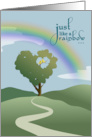 Heart Shaped Tree and Rainbow Wedding Anniversary card