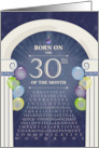 Archway and Balloons Birthday on 30th Day card