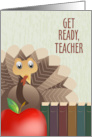 Turkey and Apple Teacher Thanksgiving card