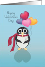 Heart Balloons Penguin Happy Valentine’s Day card